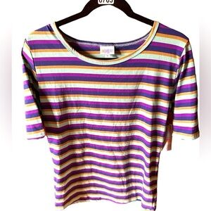 Lularoe XL striped retro Gigi top. NWT. Fitted , short sleeve .